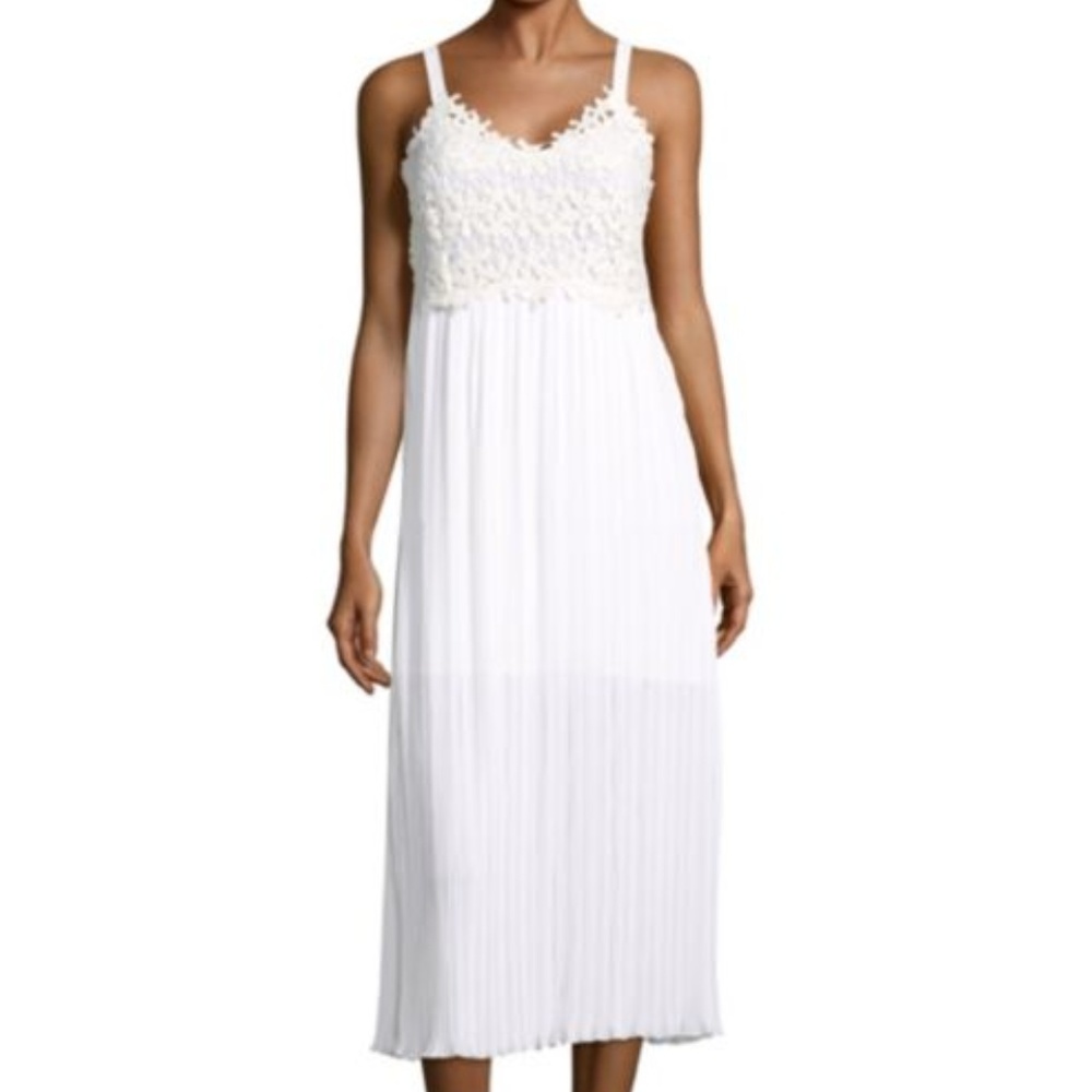 NWT French Connection Sheer Lace Pleated Dress Sz6